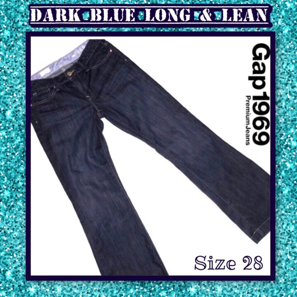 EUC, DARK, LONG & LEAN GAP JEANS
